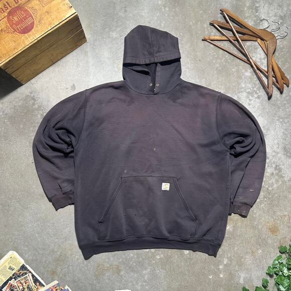 Vintage Carhartt Distressed Faded Brown Hoodie Mens XL Boxy Workwear Sweatshirt - Picture 1 of 7